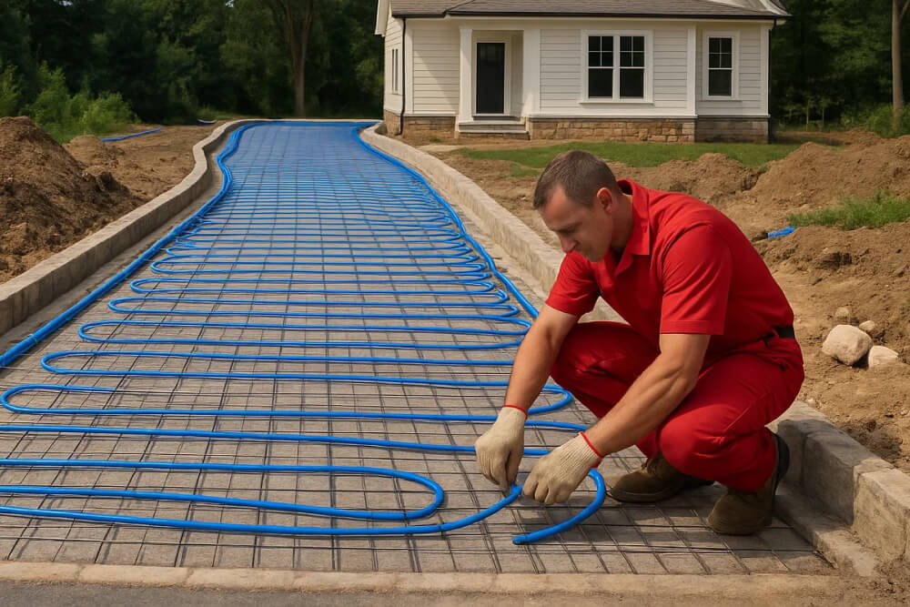 Installing snow melting system before snowfall